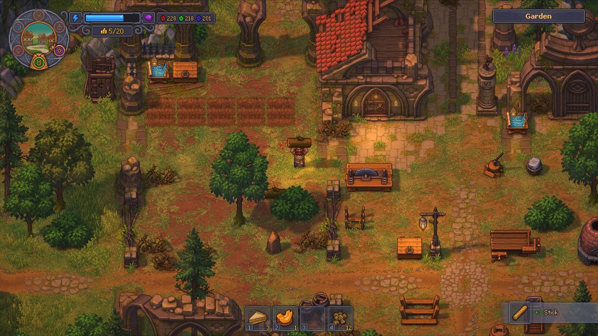 The Graveyard Keeper 2 HUD with the energy bar at the top left